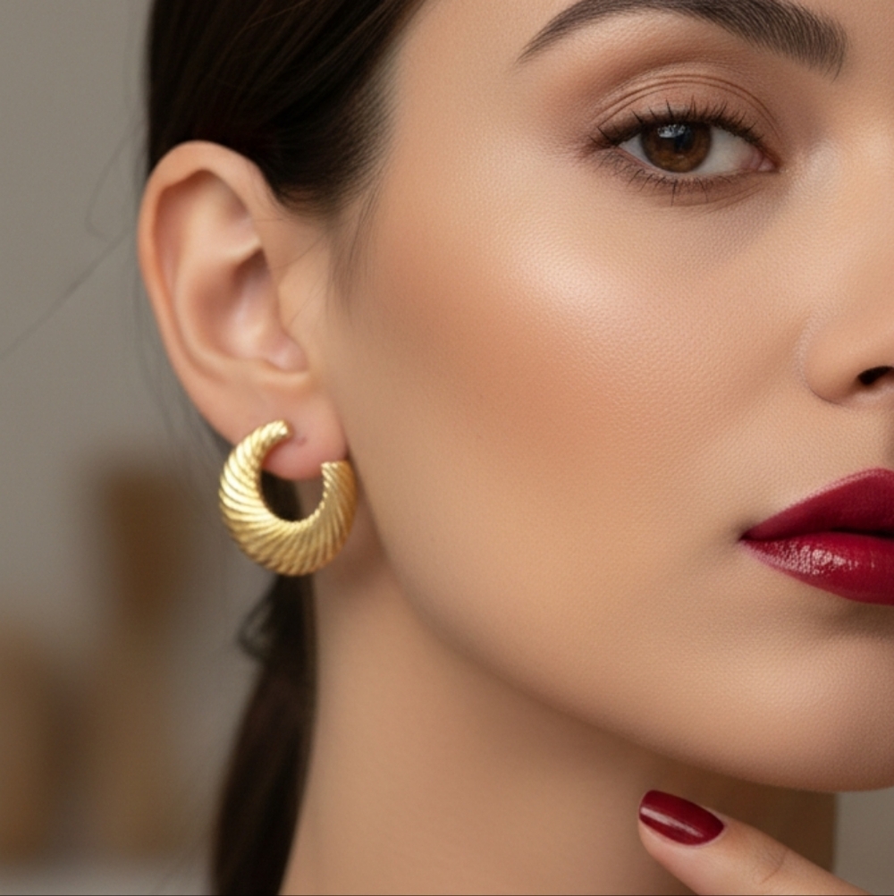 Stainless Steel Gold toned Boho Hoop Earrings